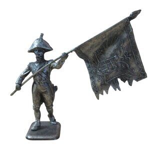 MHSP French Napoleonic Flag Carrying Voltigeur Soldier  - 3" Pewter  2 Pcs